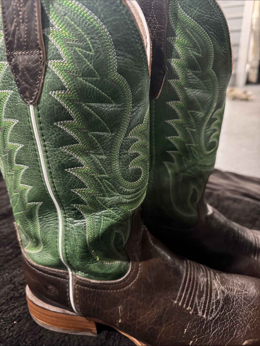 Durango Green Leather Cowboy Boots for Men